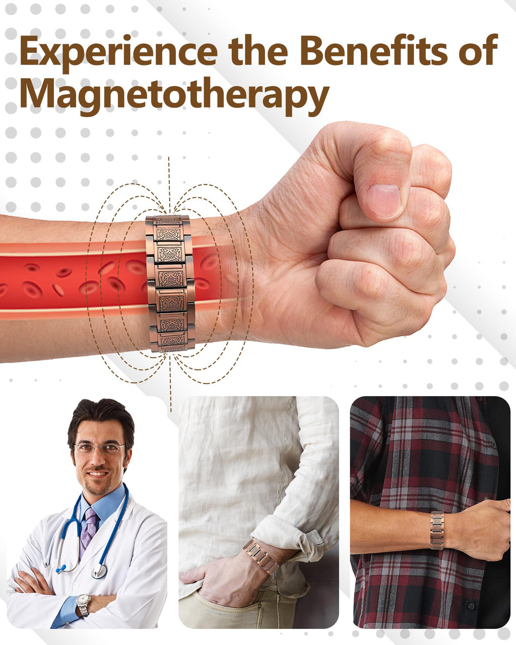 Feraco Copper Bracelet for Men Magnetic Therapy Bracelet Jewelry