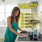 Cerama Bryte Glass Cooktop and Stove Top Cleaner Combo Kit - Includes Cleaning Tool, Razor, Scraper and 3 Pads to Remove Tough Stains - Use on Gas, Electric, Ceramic Surfaces, 10 Ounces, 6 Piece