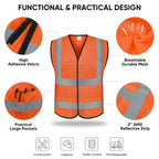 TICONN Reflective Safety Vest, High Visibility Vest with Reflective Strips for Men Women, Meets ANSI II (Orange/3XL, 4PK)
