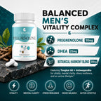 Clenoriko Pregnenolone 50mg with DHEA 25mg for Men, Tongkat Ali & Ashwagandha Root Blend, Men's Wellness Formula, Pregnenolone Supplement, 180 Capsules