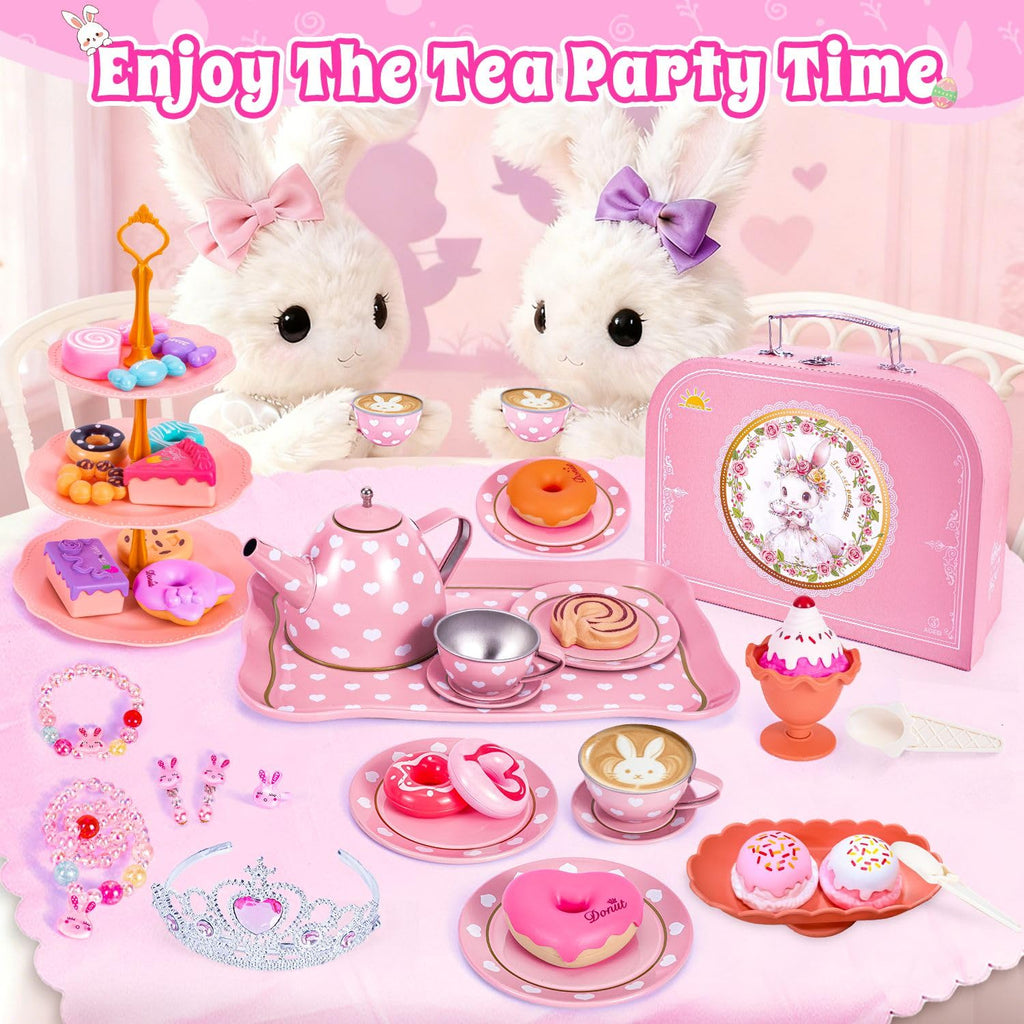 Hohosunlar Tea Party Set for Little Girls, Kids Tea Set for Toddler 3-5 6-8