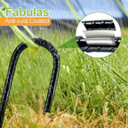 Fabulas Rebar Stakes 12 Inch, Rebar Stakes Heavy Duty 16 Pack Ground Anchors J Hook with Chisel Point End Galvanized Steel Anchors for Fence Landscape Trampoline Chain Link Garden Camping Tent Plants