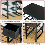 GUULIBERA 3D Printer Stand with Filament Storage Rack, Black 3D Printer Table with Power Outlet, 3-Tier Filament Holder with Drawer, 3D Printer Filament Stand Organized for Office Workshop Studio