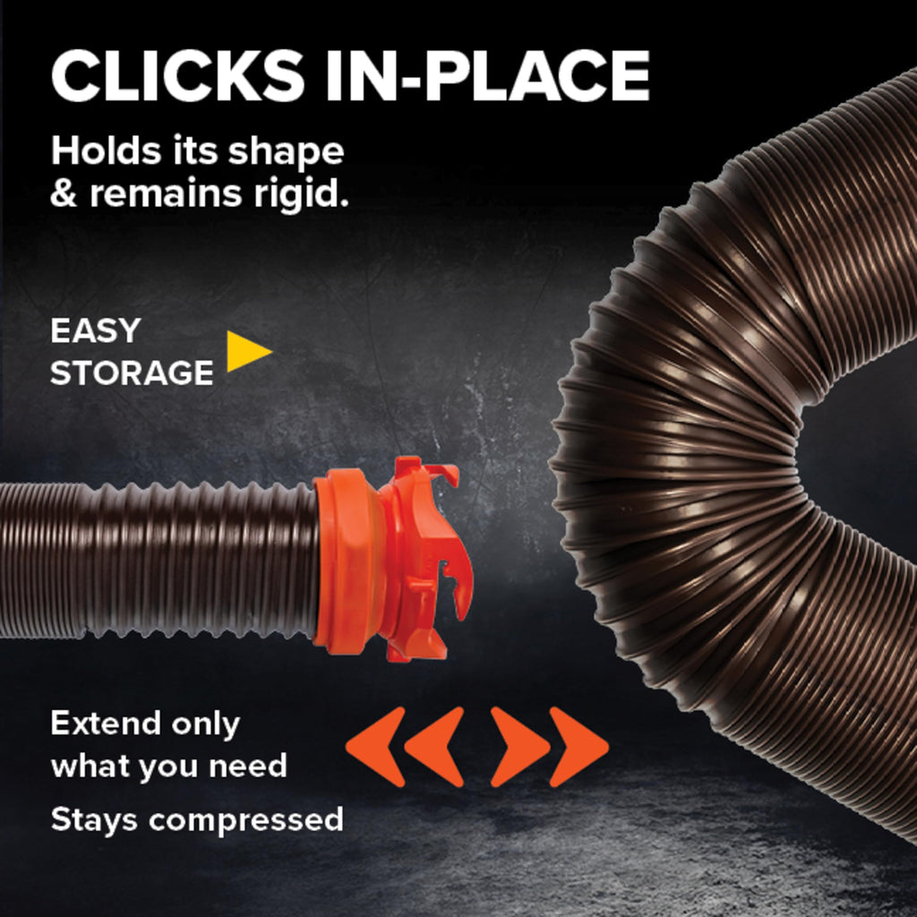 Camco RhinoFLEX 15 Ft Complete RV Sewer Hose Kit, Swivel Bayonet Fittings