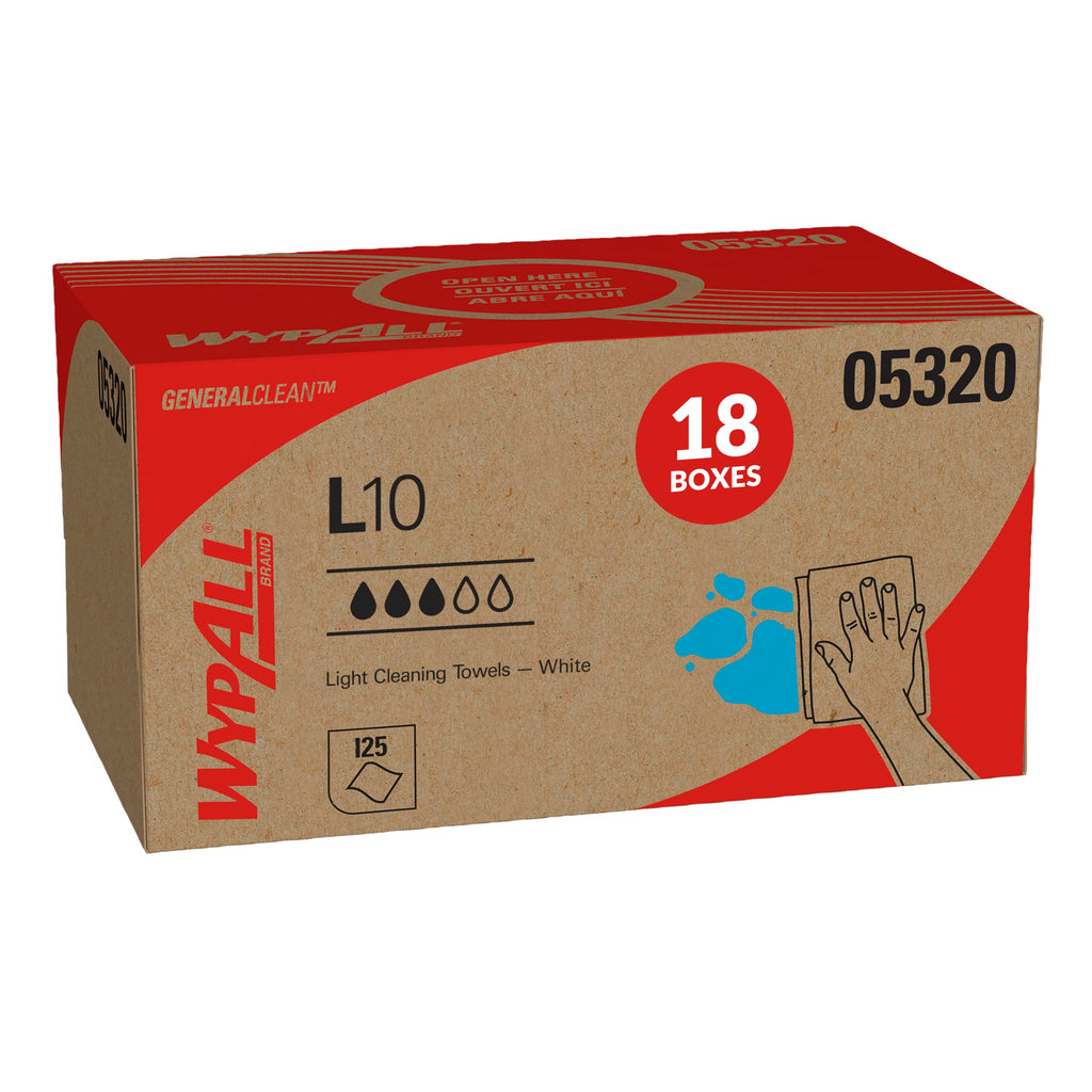 WypAll GeneralClean L10 Light Cleaning Towels, 18 x 125 Sheets (05320)