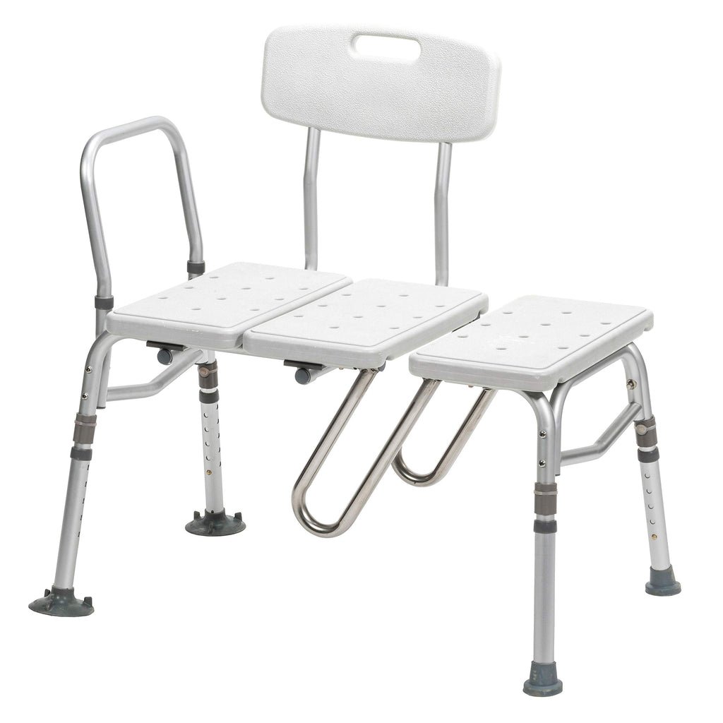 Drive Medical Splash Defense Tub Transfer Bench for Bathtub - U-Shaped Shower Curtain Guard - Adjustable Height - Reversible Design - 400 Lb Capacity - Safe Bathing Aid - White