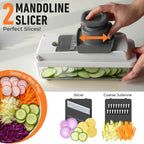 Mueller Vegetable Chopper Mandoline Slicer, Food, Cook's Tool, Veggie Chopper Onion Vegetable Cutter with Container, Dicer, Kitchen Gadgets & Essentials, White Sand/Grey