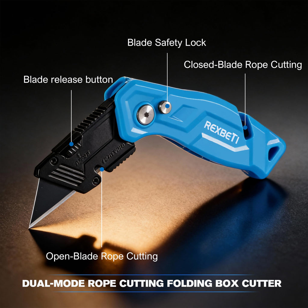 REXBETI 12-Pack Folding Pocket Utility Knife, SK2 Box Cutter, 32 Blades