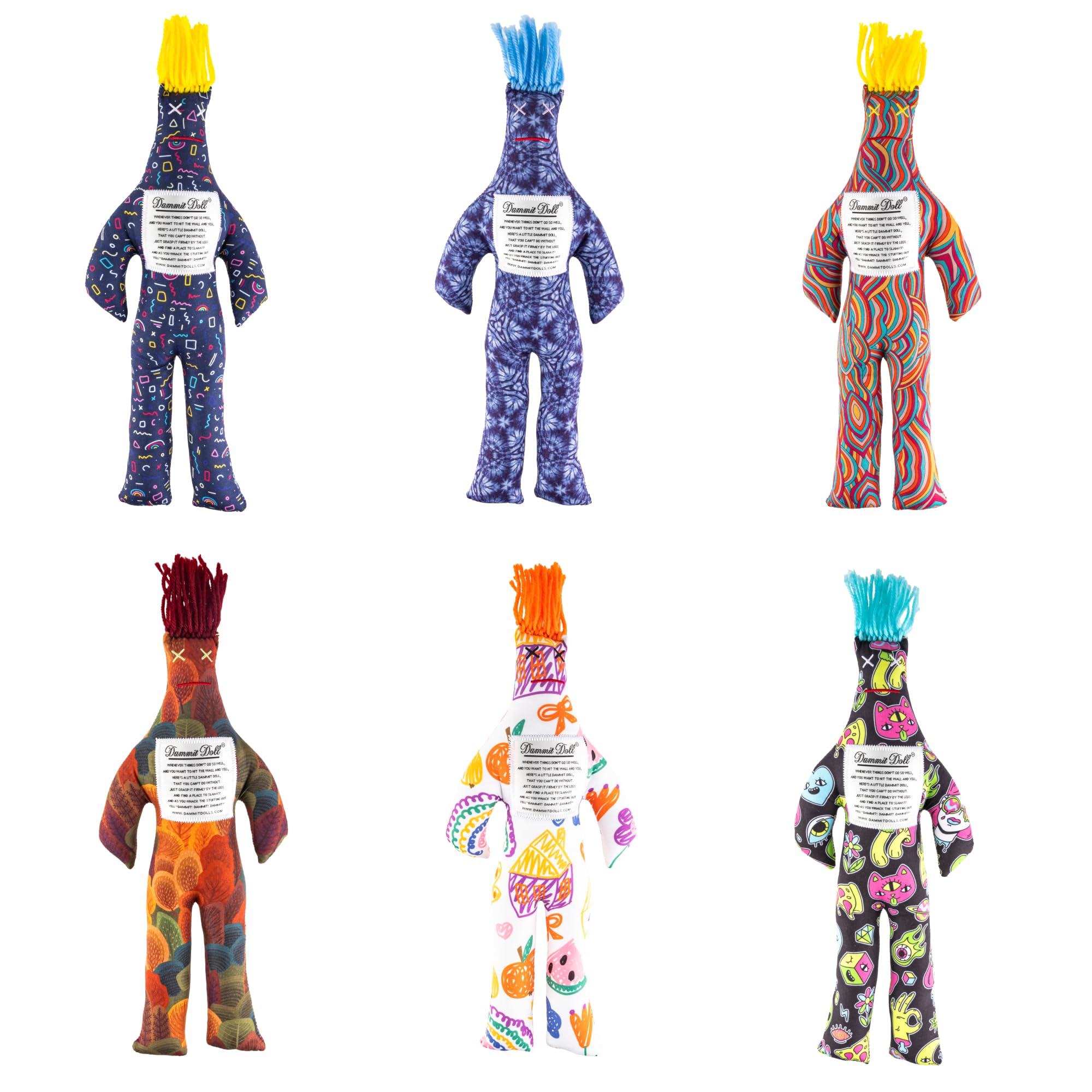 Dammit Doll - Classic Random Color, Stress Relief - Gag Gift - 6 Dolls