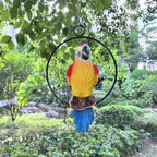Lifelike Parrot Garden Statues Hanging Decor Ornaments Figurines Sculpture for Patio Lawn Yard, Blue Tail