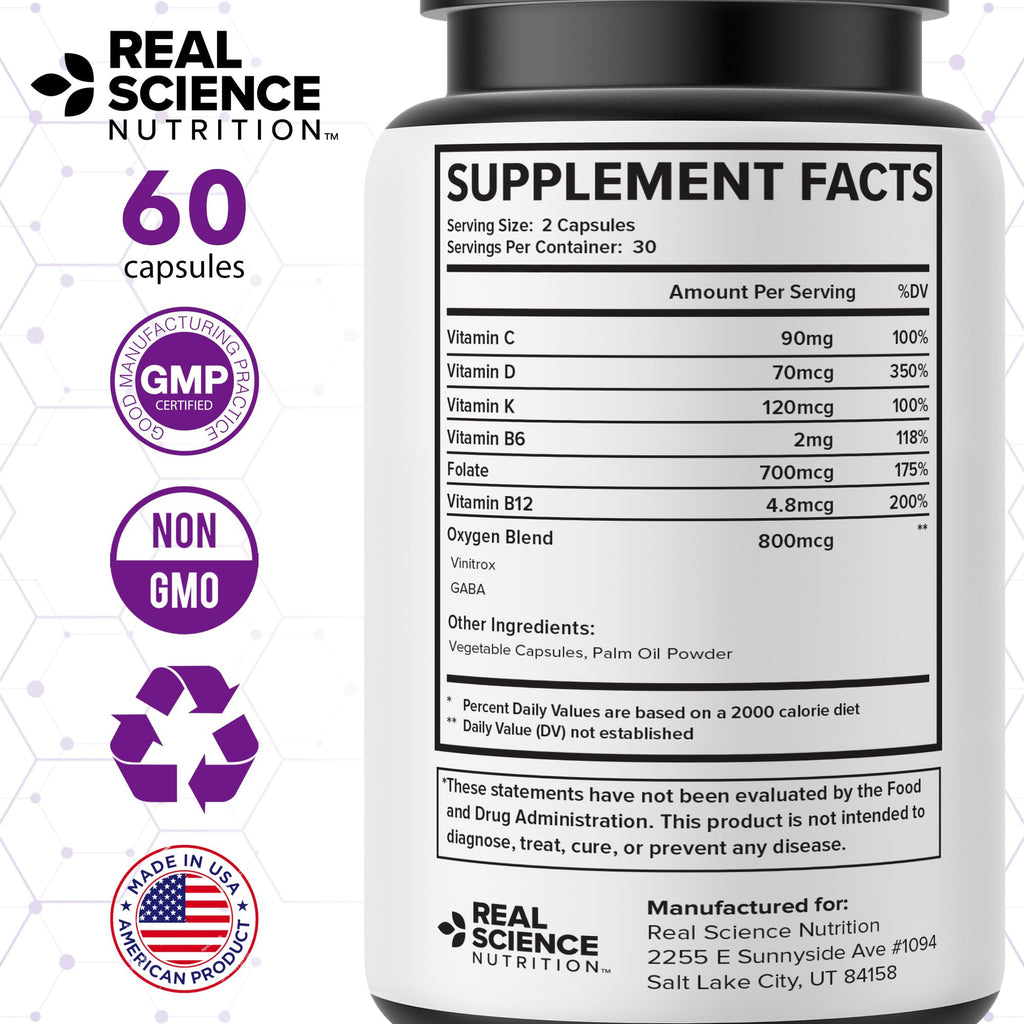 Real Science Oxygenate Miracle – Daily Lung & Circulation Support Supplement for Breathing Comfort and Energy – Supports Respiratory Function and Overall Wellness, 60 Caps