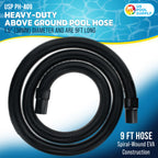 U.S. Pool Supply 9 Foot Heavy-Duty Above Ground Pool Hose, 1.5" - Black Replacement Filter Connecting Hose, Flexible Spiral Wound EVA - Compatible with Intex for Pool Filter Pumps - Skimmer Pump