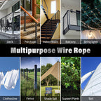 Black Stainless Steel Cable for Railing - 150FT 1/8" T316 Wire Rope for Deck Cable Railing System Kit