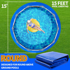 15FT Round Pool Liner Pad for Above Ground Pools, Thickened Puncture-Resistant Under Mat, Heavy-Duty Underlayment, Outdoor Tarp Protector for Concrete/Lawn, Pool Floor Base Pad, Extends Liner Life