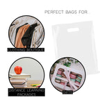 Purple Q Crafts Plastic Bag With Die Cut Handle Bag 12" x 15" White Plastic Merchandise Bags 200 Pack for Retail, Gifts, Trade Show and More