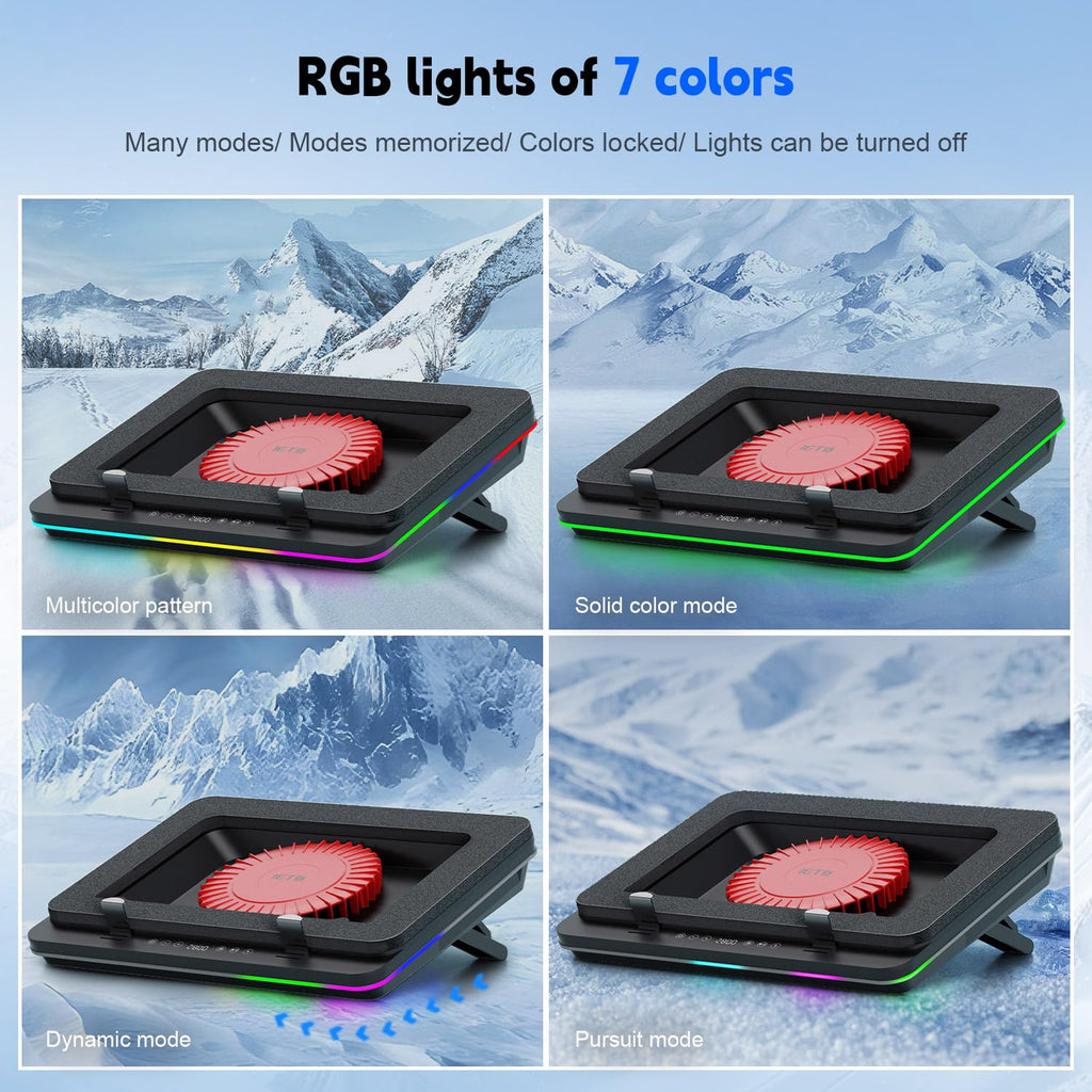 IETS GT600 RGB Laptop Cooling Pad with Giant Turbo Fan (5.5" Diameter), Sealed Foam for Fast Cooling, Laptop Cooler