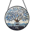 60th Wedding Anniversary Faux Stained Glass Suncatcher, 60 Years of Marriage Keepsake Ornament, Diamond Wedding