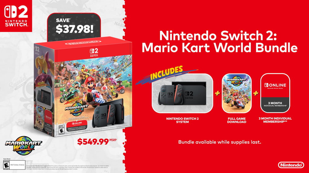 Nintendo Switch 2 + Mario Kart World Bundle (includes 3-month NSO Individual Membership)