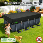 QH.HOME 550D 12x24 Ft Rectangular Pool Cover [Upgraded Tear Resistant & Quadruple Windpoof]wth Pre-Installed Winch and Rope,Pool Covers for Above Ground Pools Rectangle-Snug Fit&Waterproof Protection