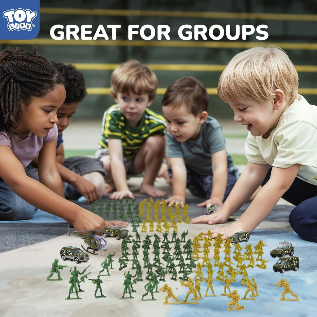 TOY Life Army Men Action Figures Toys Plastic, Toy Soldiers for Boys with Helicopter, Green Military Playset
