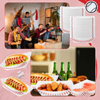 Roshtia 100 Pack Baseball Party Supplies Paper Food Trays Disposable Serving Tray Nacho Food Boats for Baseball Birthday Decorations(2lb)