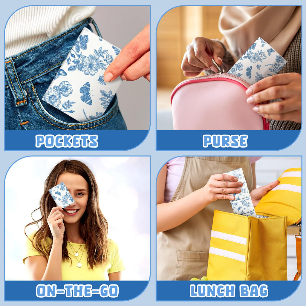 Therwen 100 Pack Pocket Tissues Travel Packs Bulk 1000 Sheet Mini Tissues Bulk 3 Ply Small Travel Size Paper Individual Pocket Size (Butterfly)