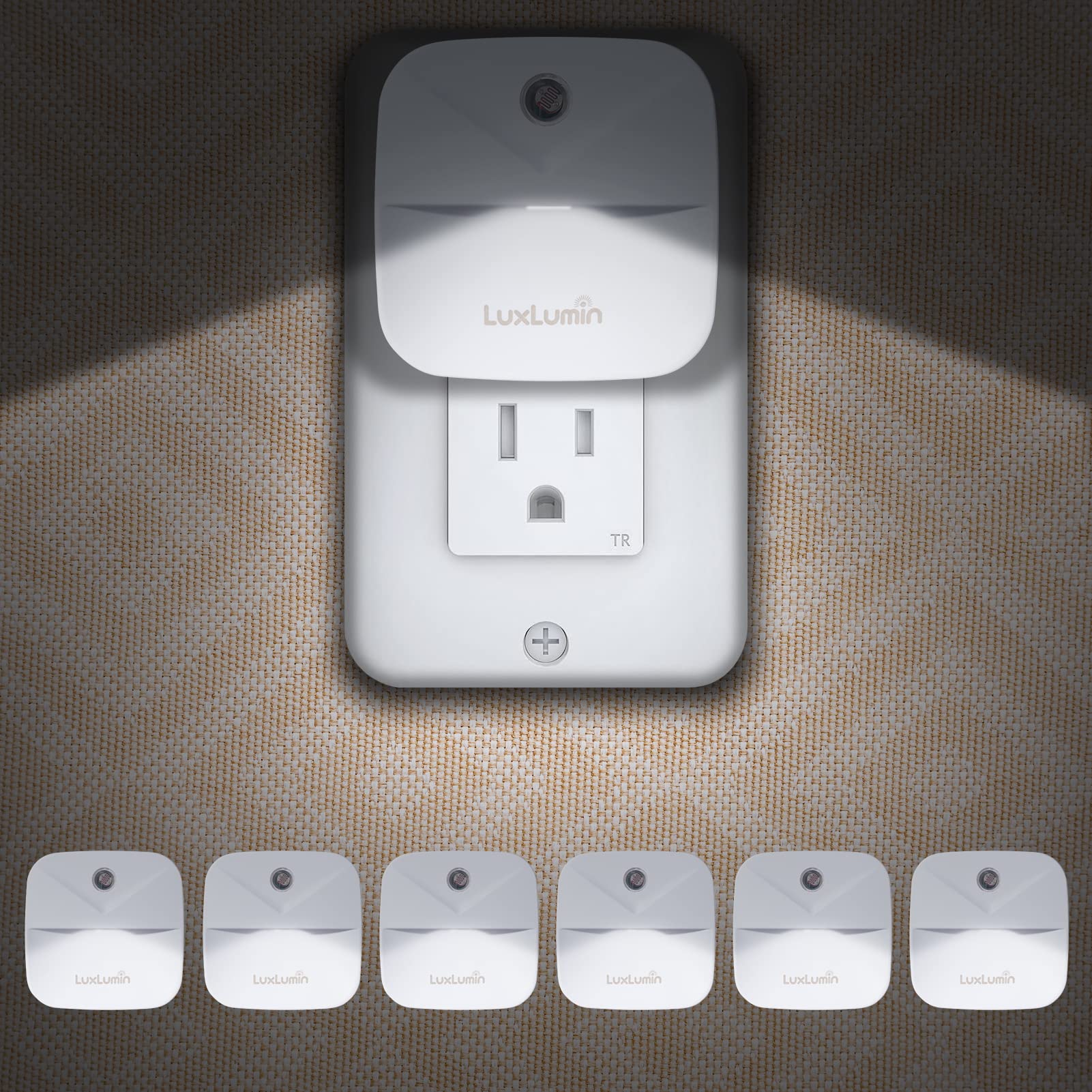 LuxLumin LED Night Lights Plug into Wall with Dusk-to-Dawn Sensor, Automatically Turn on and Off,Night Light for Kids,Bedroom,Bathroom,Stairs, White, 6 Packs