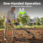 GARDTECH 2-in-1 Cordless Tiller Cultivator, 235RPM Powered Tiller with 3.5ft Extension Pole, 2×2.0Ah Rechargeable Batteries, 4-Inch Tilling Width & Depth, Mini Powerful Tiller for Gardening, Lawn