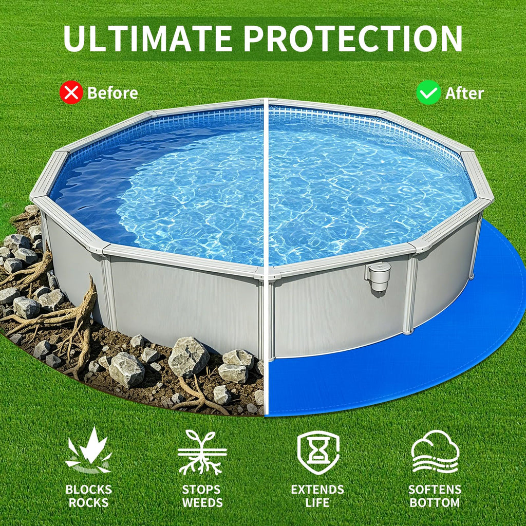 21FT Round Pool Liner Pad for Above Ground Pools, Thickened Puncture-Resistant Under Mat, Heavy-Duty Underlayment, Outdoor Tarp Protector for Concrete/Lawn, Pool Floor Base Pad, Extends Liner Life