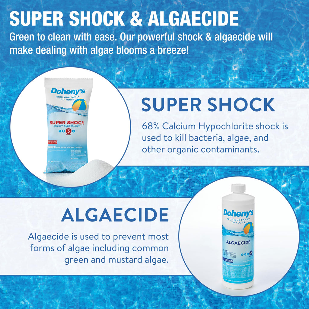 Doheny's Ultimate Pool Opening Start-Up Kit | Includes Metal Out, Spring Control, Clarifier & Super Shock | Prevents Stains, Rust & Scale | Free Test Strips | Pro-Grade Pool Chemicals