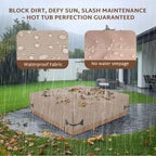 iBirdie Outdoor Waterproof and Weatherproof Hot Tub Cover 90 x 90 inch fit 89 x 89 or 88 x 88 or 87 x 87 Square SPA 600D Heavy Duty Cover Protectors Protective Cap, Brown