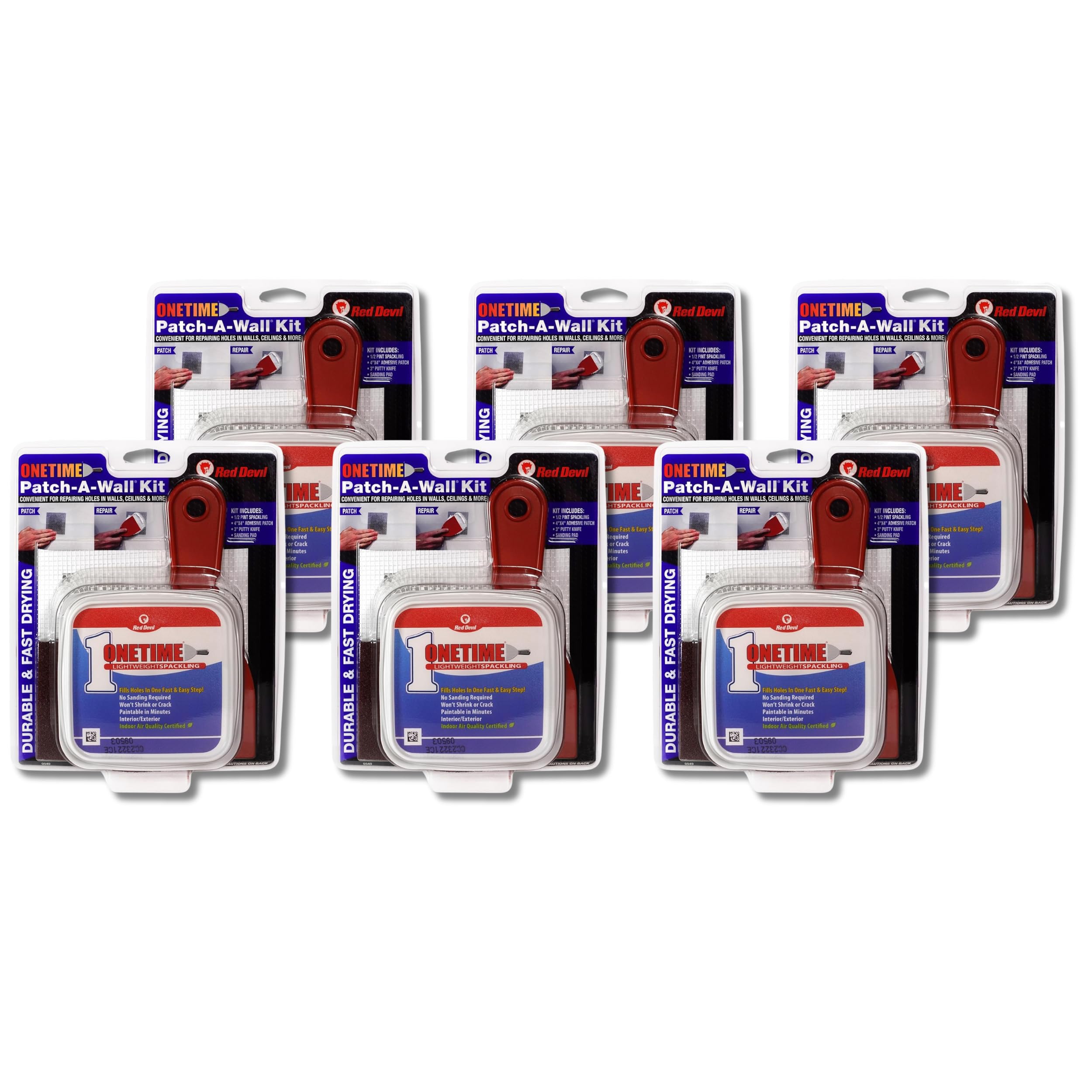Red Devil 0549 ONETIME Lightweight Spackling Patch-A-Wall Kit, 1/2 Pint, Made in USA