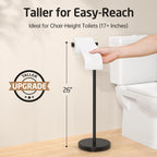 KES Toilet Paper Holder Stand with Weighted Base, 26" H (Taller Version) Free Standing Toilet Paper Roll Holder for Bathroom, Rustproof, BPH283S66-BK