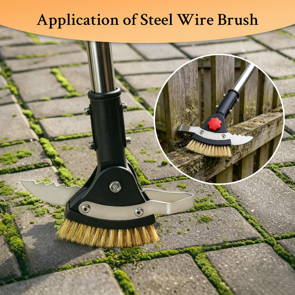 Crack Weeder Tool for Driveway & Patio, Crevice Weeding Tool with Long Handle, Stainless Steel Weed Remover for Sidewalk, Garden, Lawn