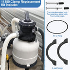Ophjerg 11380 Pool Filter Clamp Only for Intex 12 & 14 Inch Krystal Sand Filter Pump, Sand Filter Valve Clamp Replacement Intex Sand Filter Clamp - Pool Sand Filter Replacement Parts Included O-Ring