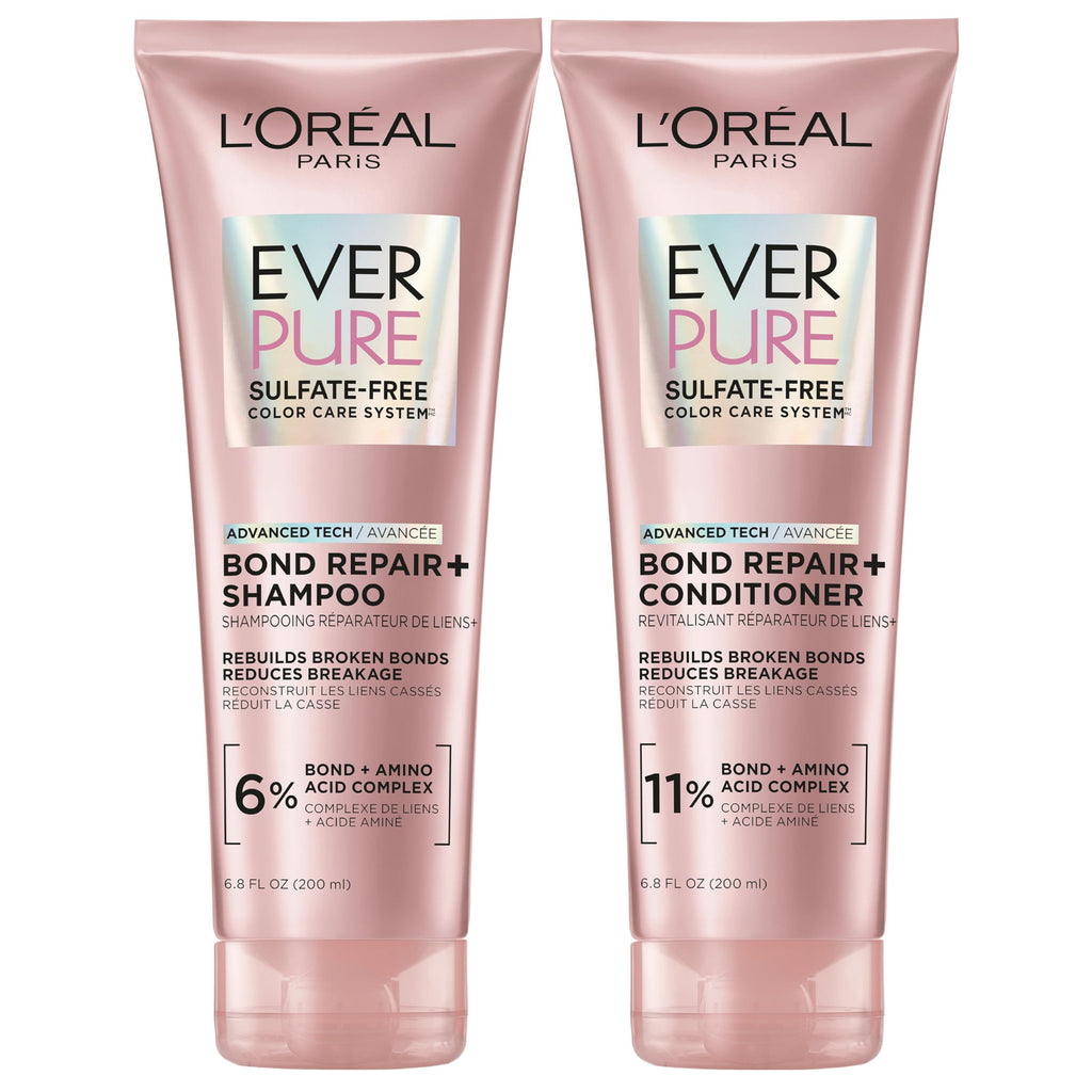 L'Oreal Paris Sulfate Free Bond Repair+ Shampoo and Conditioner, 13.6 Fl Oz