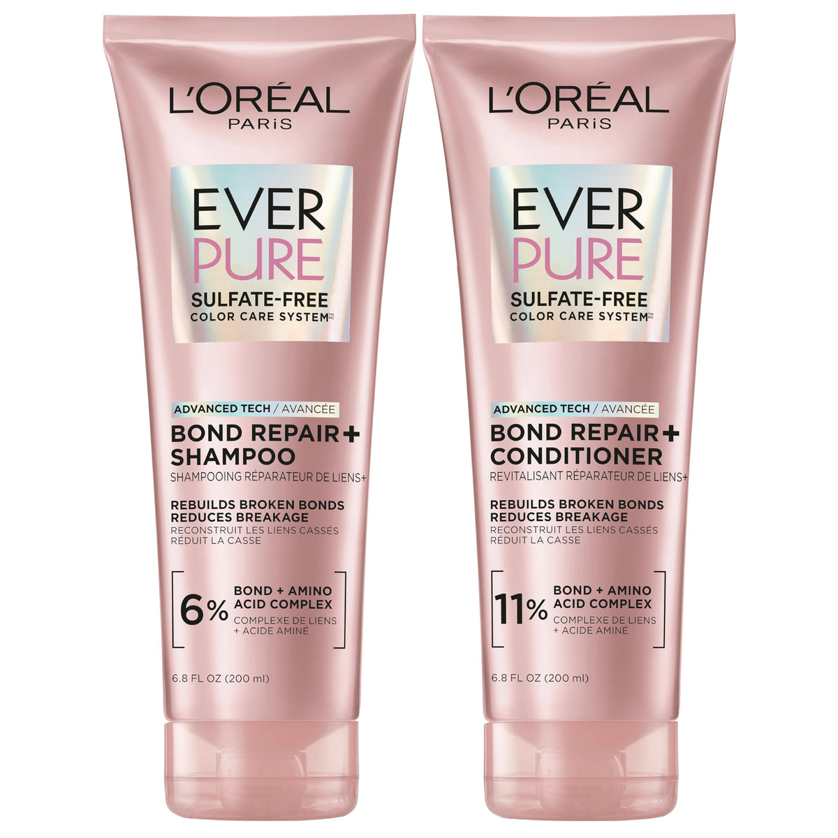 L'Oreal Paris Sulfate Free Bond Repair+ Shampoo and Conditioner, 13.6 Fl Oz