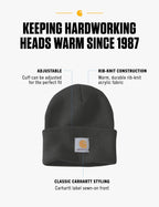 Carhartt Mens Knit Cuffed Beanie Hat, Black, One Size US