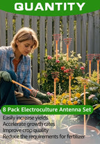8 Pack 15" Electroculture Copper Gardening Antenna, Copperwire for Gardening, Garden Plant Stakes, Pure Coppers Rods for Garden, Electro Culture Coppers Coils Tools, Pyramid Tensor Rings Copper Kit