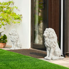Glitzhome Guardian Sitting Lion Garden Statue MGO Outdoor Decoration, 20.75" H, White