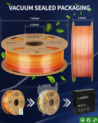 LANDU Silk Dual Color PLA Filament 1.75mm 1KG, 3D Printer Filament Dimensional Accuracy +/- 0.02mm, Coextrusion Filament PLA Shiny Filament Fits for Most FFF 3D Printers,1KG Spool (2.2lbs) Red Gold