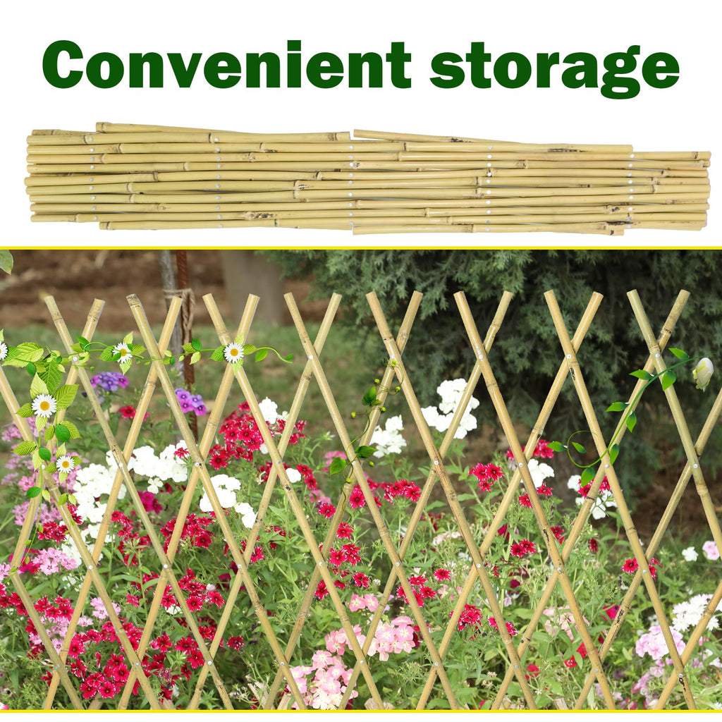 Jollybower 48x72 Inch Expandable Bamboo Trellis, Garden Lattice Fence, Expandable Fence for Climbing Plants, Vines & Ivy,Pet & Dog Barrier（Pack of 1）
