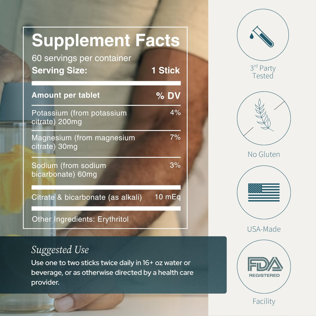 LithoLyte 10mEq | Water & Beverage Enhancer for Kidney Health | Citrate & Electrolytes for Kidney Protection | Science-Based Support Beyond Cleanse, Detox, or Stone Dissolver Supplements | 60 Sticks