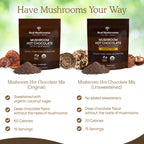 Real Mushrooms Unsweetened Hot Chocolate Mix with 5 Defenders – Reishi, Chaga, Turkey Tail, Maitake, Shiitake – Coco Powdered Unsweetened – Organic Cacao Powder Supplement, Vegan, 15 Servings