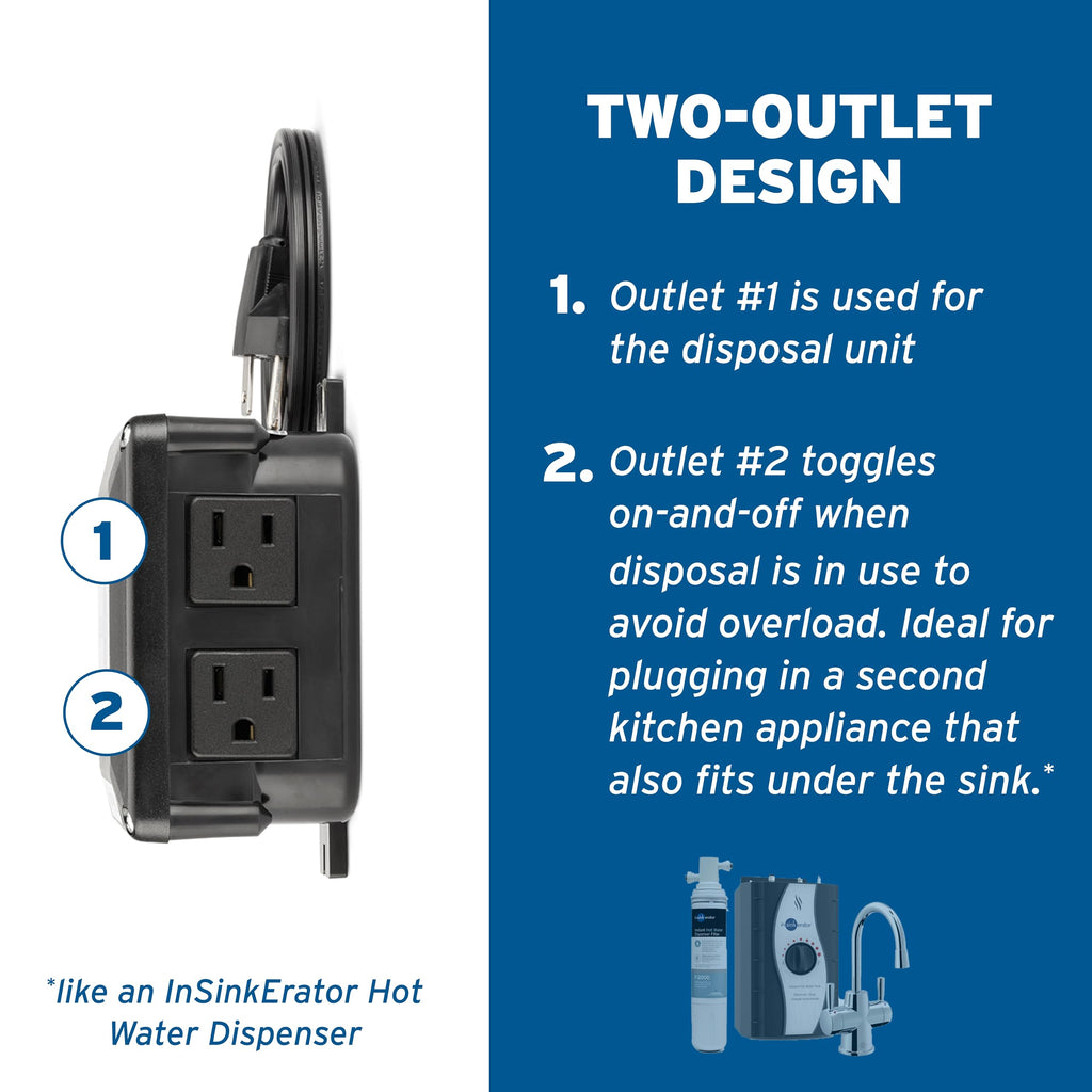 InSinkErator Garbage Disposal Air Switch Kit, Dual Outlet Sink Top Switch Button for All InSinkErator Food Waste Disposer Models, Satin Nickel STS-OOSN