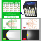 kuyimy Solar Lights Outdoor, 72 LED Motion Sensor Wall Light, IP65 Waterproof and 3 Lighting Modes, Solar Powered Security Wireless Light Outside for Patio, Garden, Fence, Porch, Front Door(6 Packs)