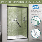 GETPRO Shower Door Double Sliding 57-60 in. W x 72 in. H Semi-Frameless Bypasss Bathroom Glass Shower Sliding Doors,1/4 inch Clear Tempered Glass Door for Walk-in Shower Matte Black