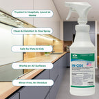 Theochem In-Cide Hospital Grade Disinfectant Spray - EPA Registered Cleaner Kills 99.9% MRSA, H1N1- Medical Grade for Home Office Clinic - Fresh Scent - 1 Gallon + 32oz Bundle