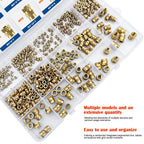 Ktehloy 400Pcs Metric Heat Set Insert, M2 M2.5 M3 M4 M5 M6 Female Thread Knurled Nuts Assortment Kit, Brass Threaded Inserts for Plastic and 3D Printing Components (Threaded Inserts Ket)