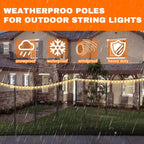 4 Pack 10Ft String Light Poles, Metal Poles with Fork for Outside Lights,Outdoor Metal Light Stand with Fence Brackets Hanging Lights for Garden Patio Wedding Backyard (4 PACK-Upgraded Version)